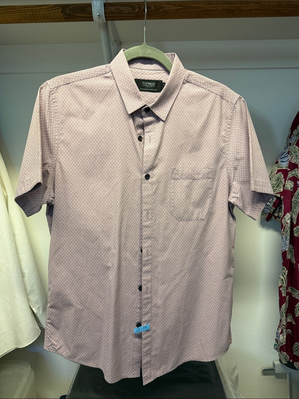 Topman Short Sleeve Button-Down Shirt in Light Mauve
